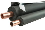black elastomeric pipe insulation on copper pipes